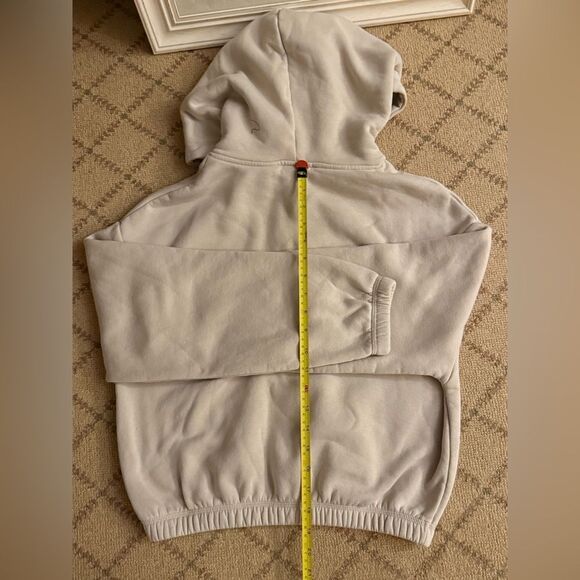 Zara oatmeal Cropped Hoodie elastic waist NWOT M - Picture 6 of 7